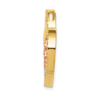 14K Two-Tone Gold Heart Chain Slide with Rhodium Accents & Polished Diamond-Cut Finish