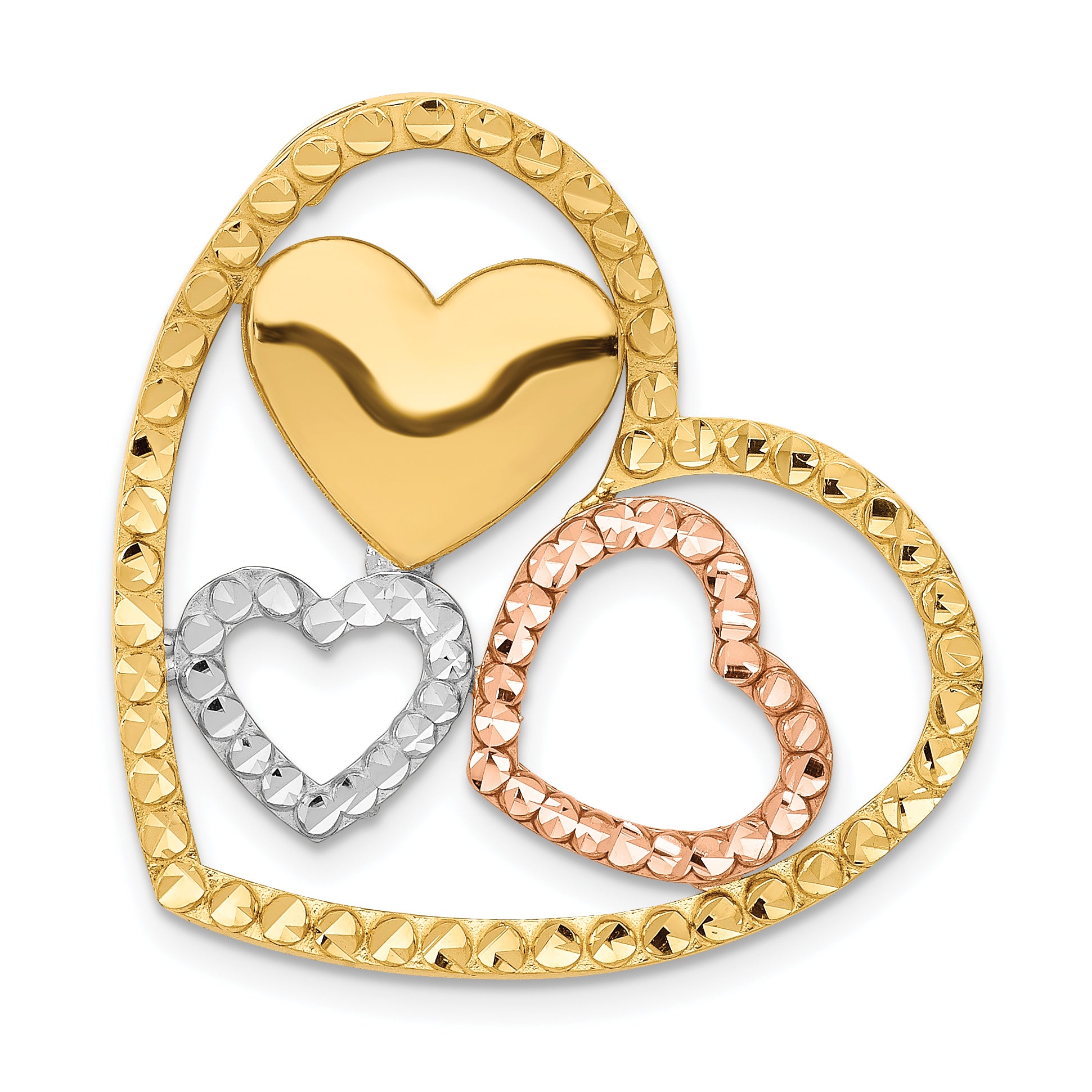 14K Yellow & Rose Gold w/Rhodium Heart Chain Slide Main image