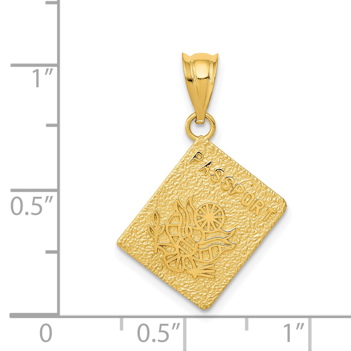 14K Gold Passport Charm with Polished Finish and Textured Design  Travel-Inspired Elegance