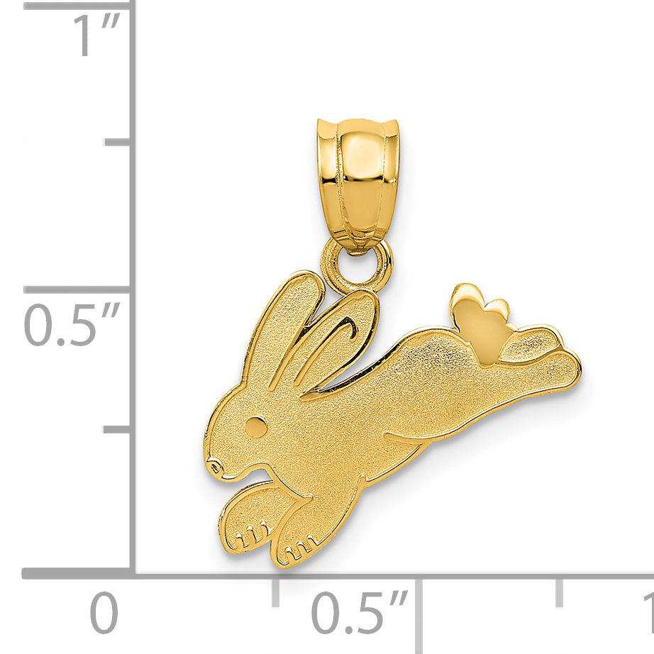 14K Gold Rabbit Charm Pendant with Solid Cast Design  Elegant and Playful Accent