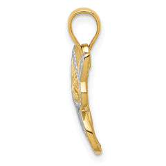 14K Gold and Rhodium Butterfly Charm with Polished Textured Finish ÃÂ¢Ã¢âÂ¬Ã¢â¬Â Elegant Nature-Inspired Jewelry