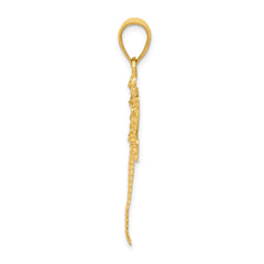 14K Gold Diamond-Cut Dragonfly Pendant with Polished Finish  Elegant and Symbolic