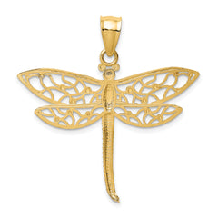 14K Gold Diamond-Cut Dragonfly Pendant with Polished Finish  Elegant and Symbolic