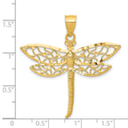 14K Gold Diamond-Cut Dragonfly Pendant with Polished Finish  Elegant and Symbolic