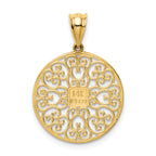 14K Gold Fancy Filigree Charm with Diamond-Cut Polished Finish  Elegant and Timeless Design