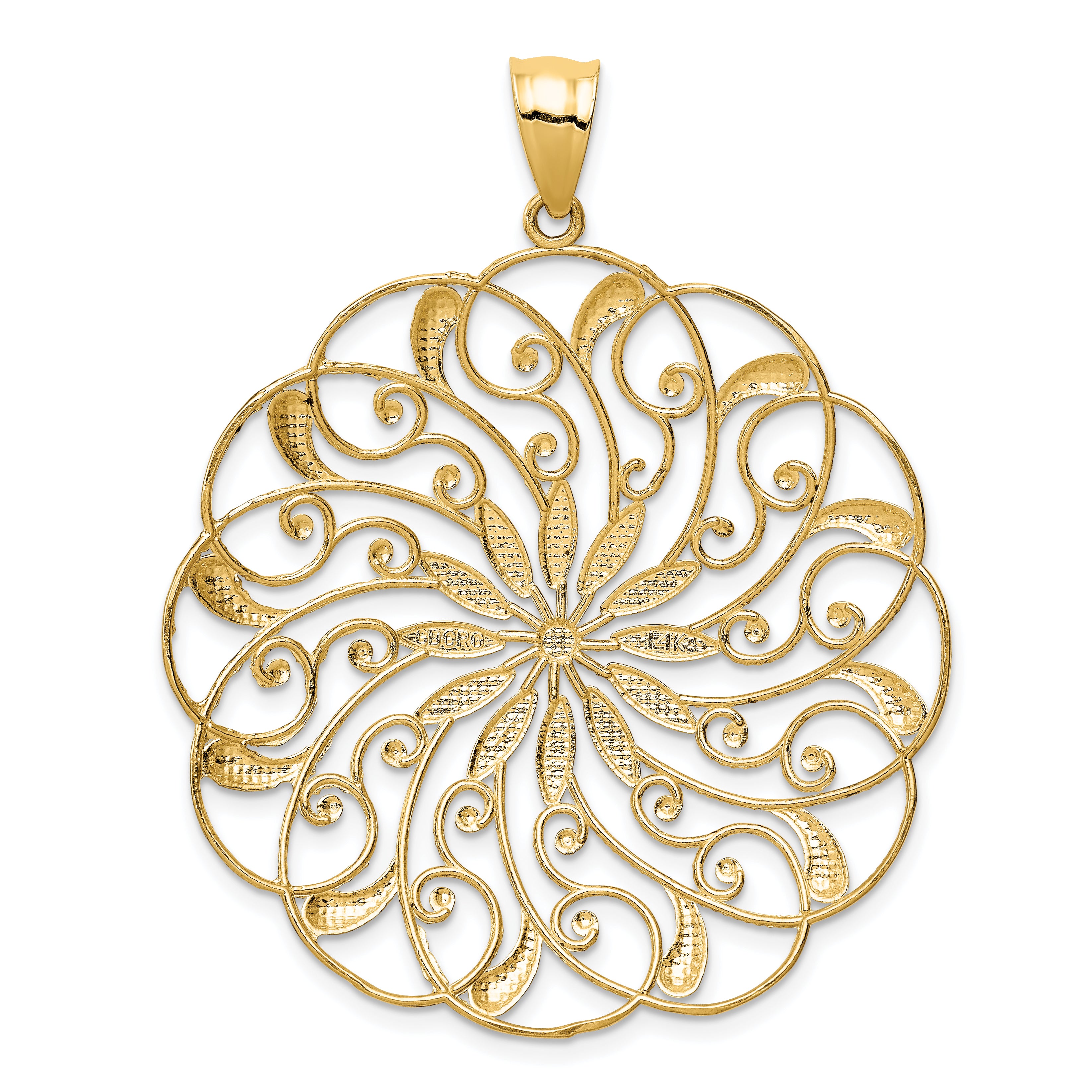 14k and White Rhodium Meridian Swirl Pendant