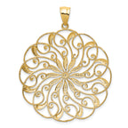 14K Gold and White Rhodium Meridian Swirl Pendant Elegant Statement Piece