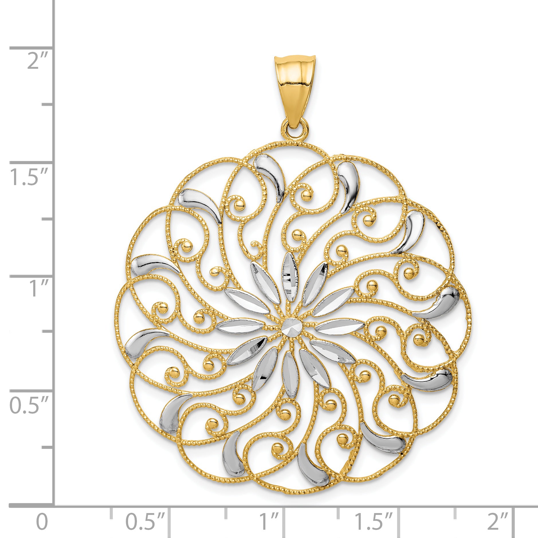 14k and White Rhodium Meridian Swirl Pendant