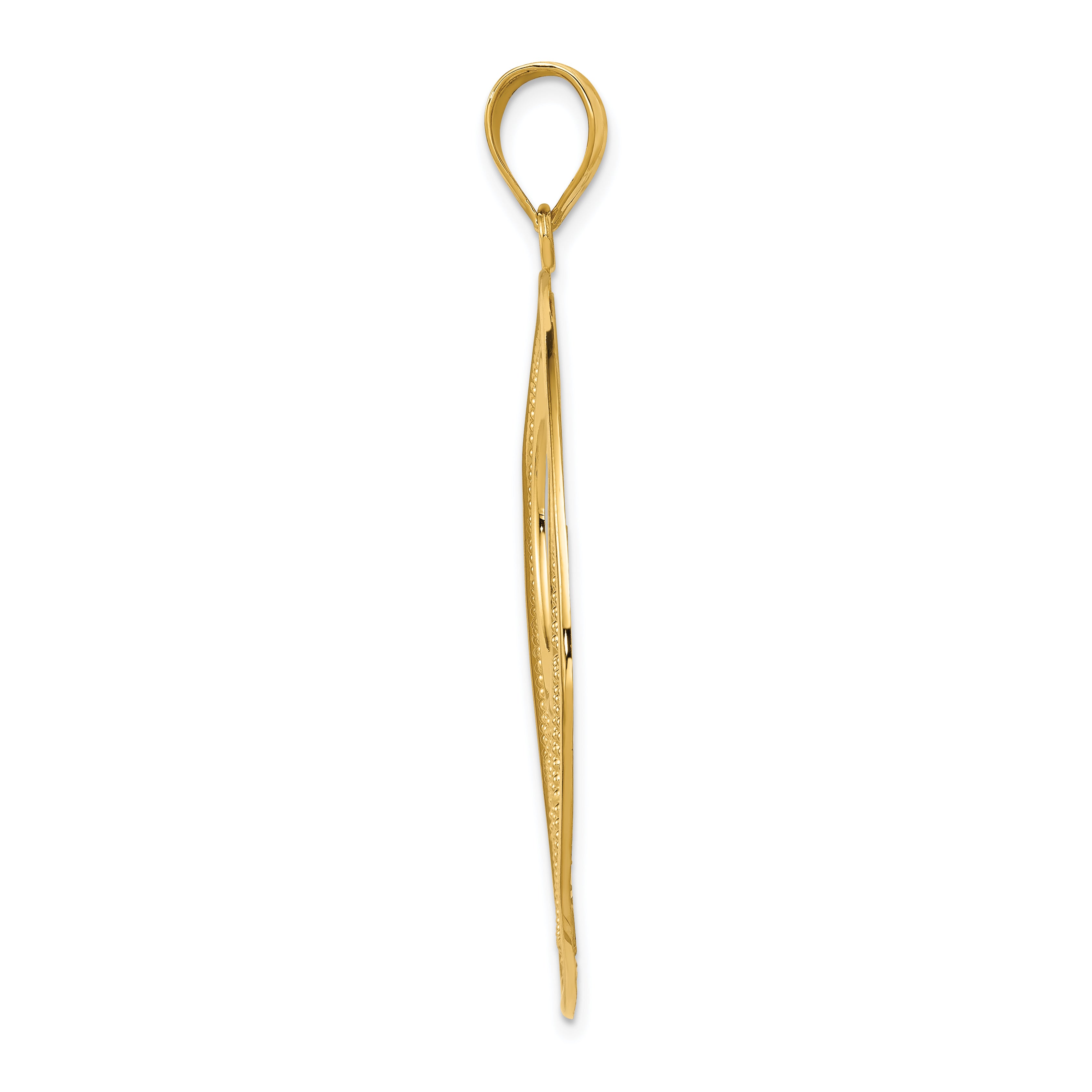 14K Yellow Gold Circle Pendant with Solid Casted Design
