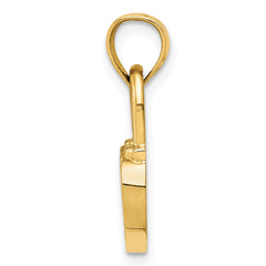 14K Gold Polished Heart Lock Charm  Elegant, Solid, Casted Design