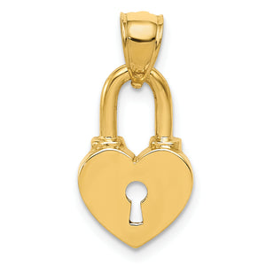 Heart Lock Charm in 14K Yellow Gold, 21mm - Sophia Jewelers