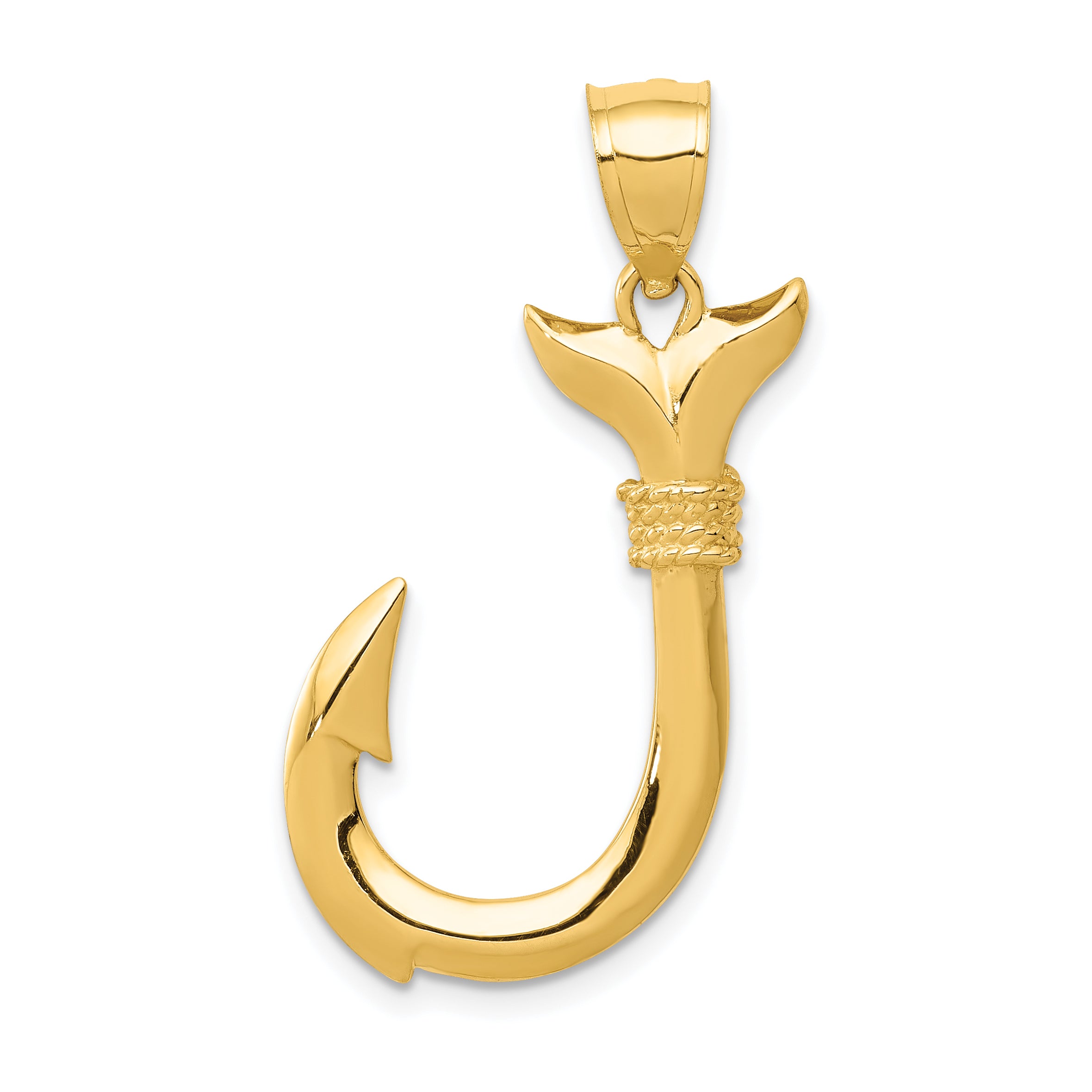 14K 3D Whale Tail Hook Pendant Main image