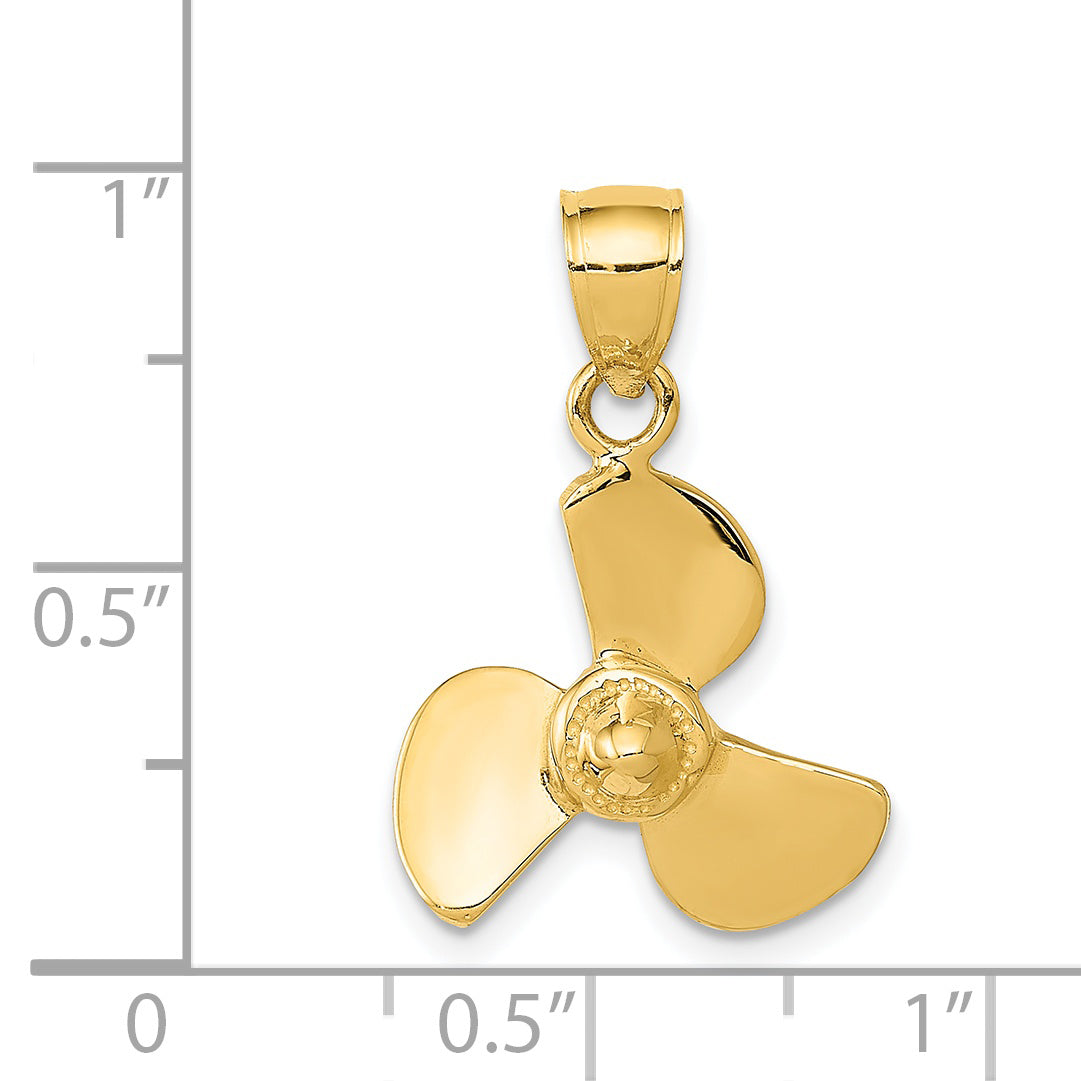 14K Gold Men's Propeller Pendant with Textured Back Solid & Casted