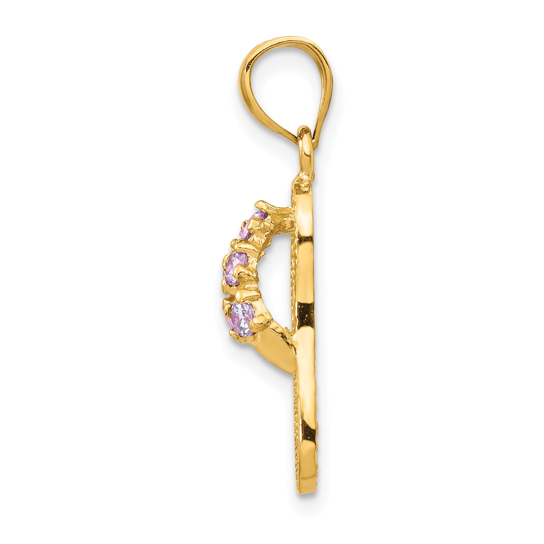 14K Gold February Birthstone Flip Flop Pendant with CZ Gemstone