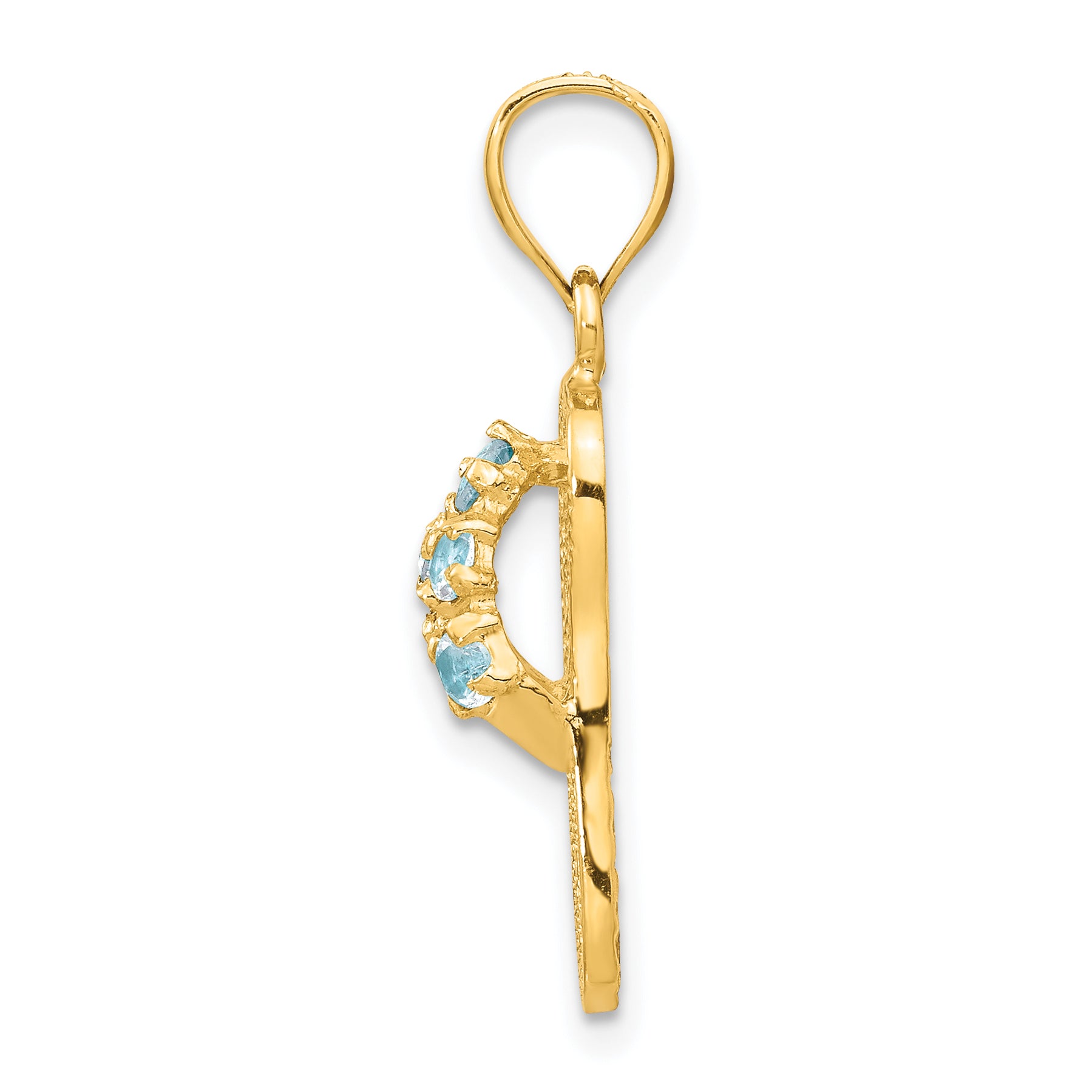 14K Gold March Birthstone Flip Flop Pendant with CZ Stone