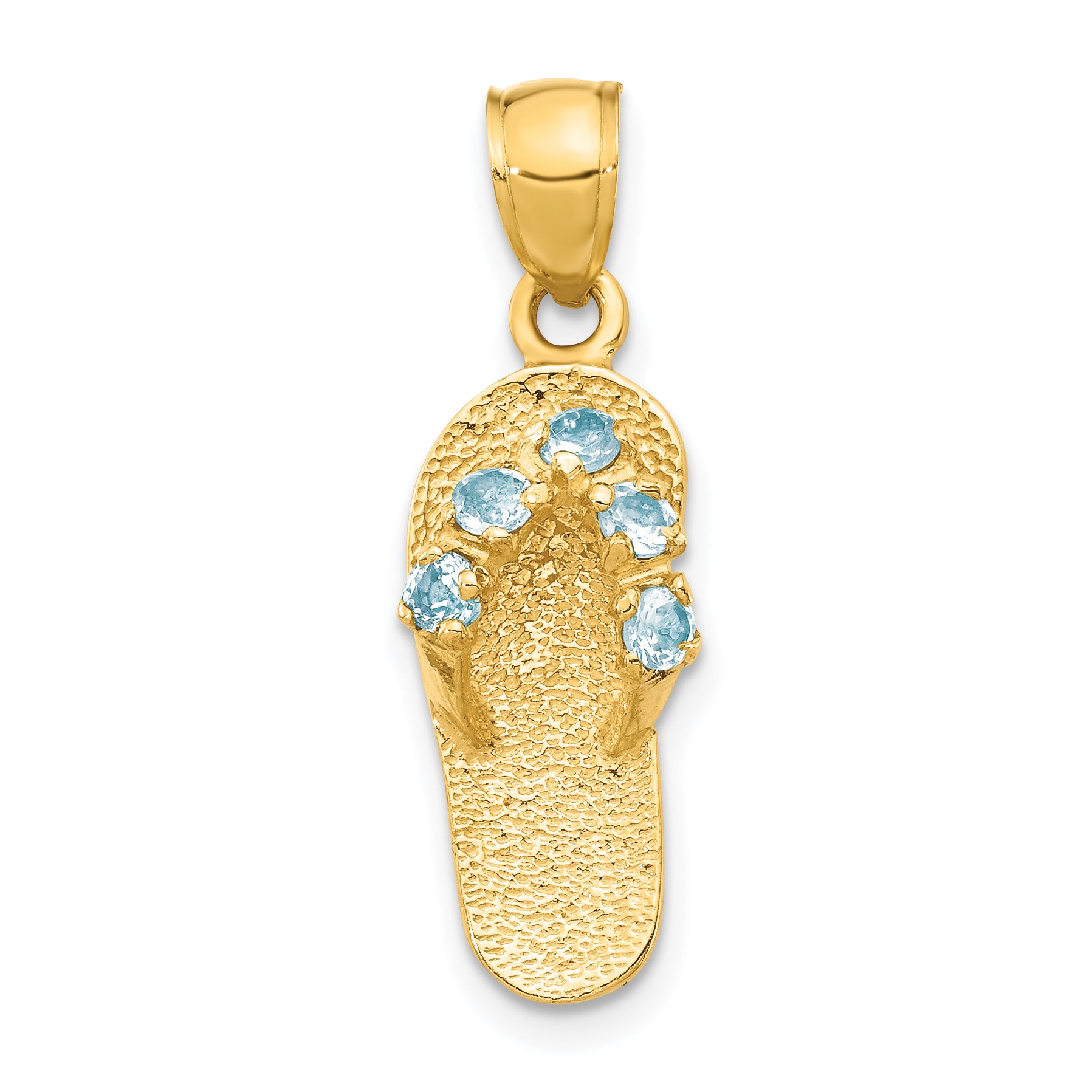 14k  3D March/CZ Birthstone Flip Flop Pendant