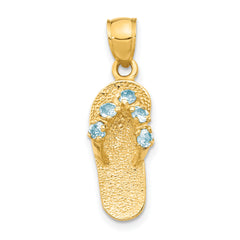 14k  3D March/CZ Birthstone Flip Flop Pendant