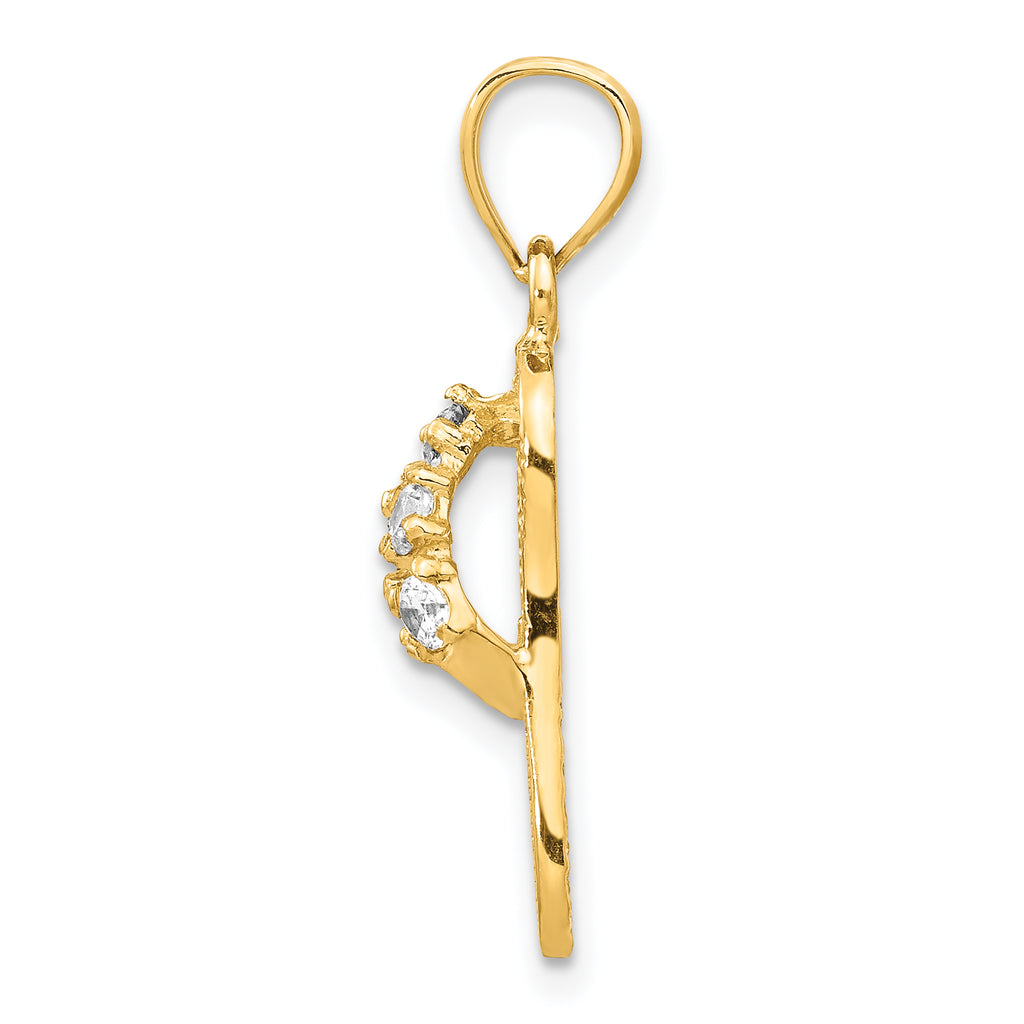 14K Gold April Birthstone Flip Flop Pendant with CZ Gem