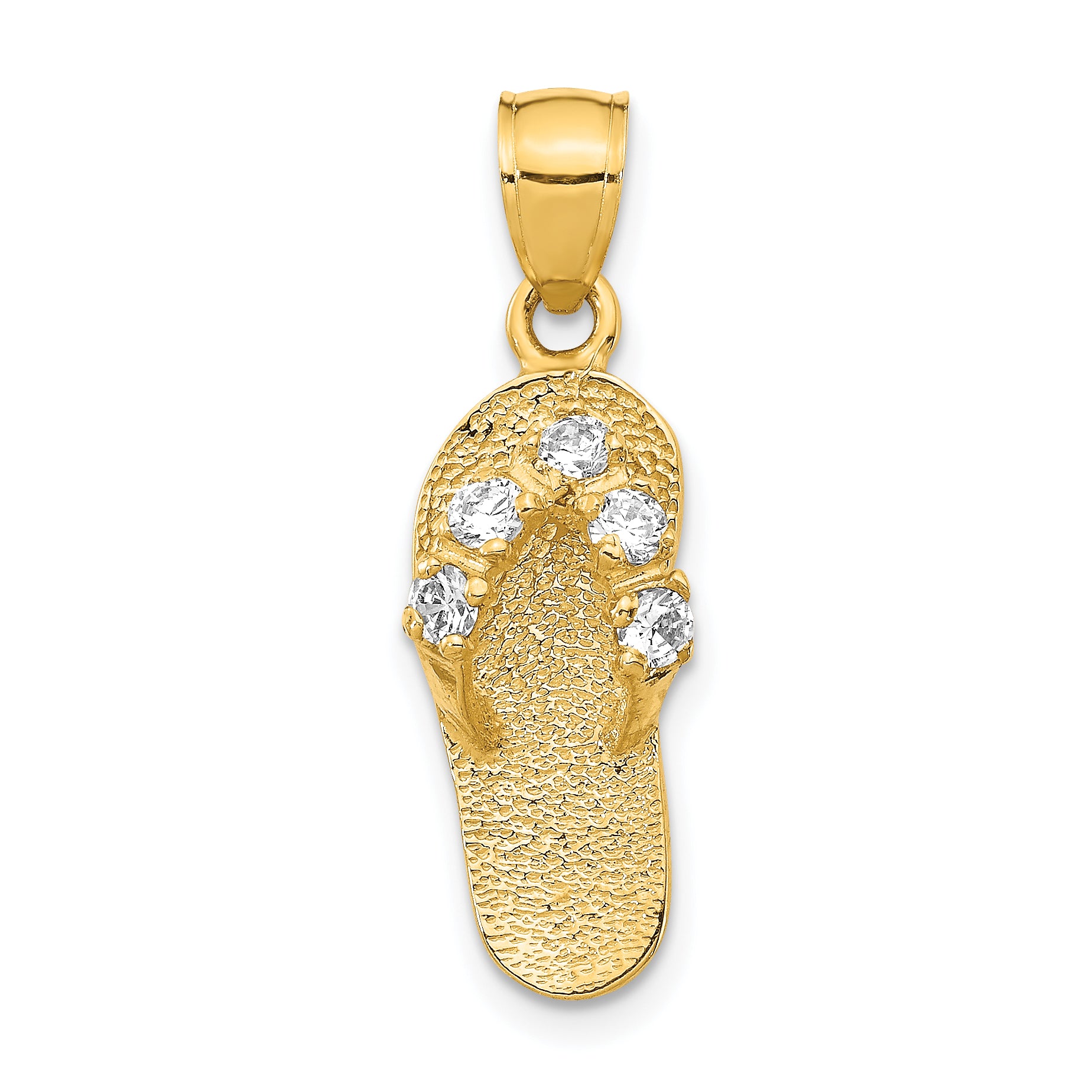 14k  3D April/CZ Birthstone Flip Flop Pendant