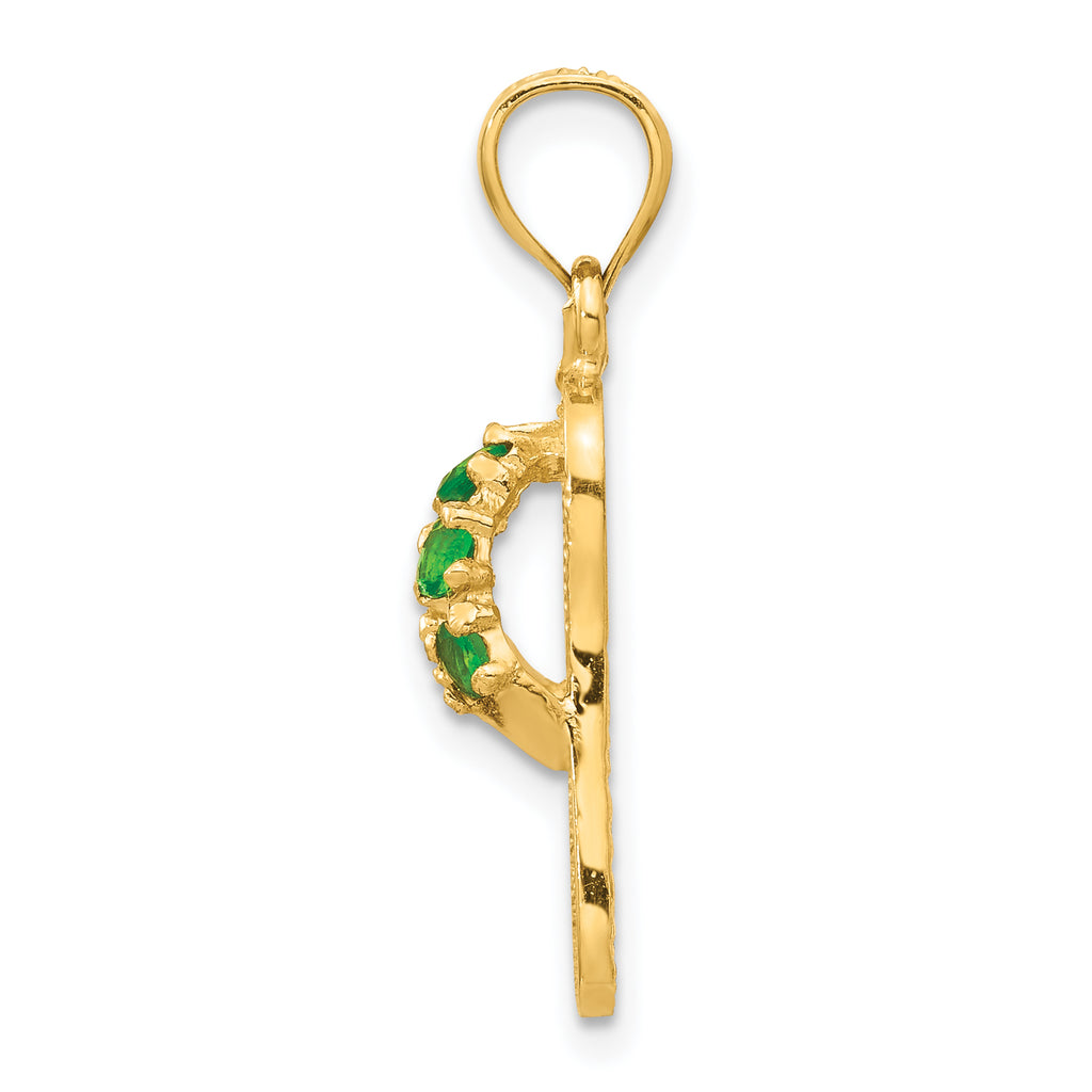 14K Gold May Birthstone Flip Flop Pendant with CZ