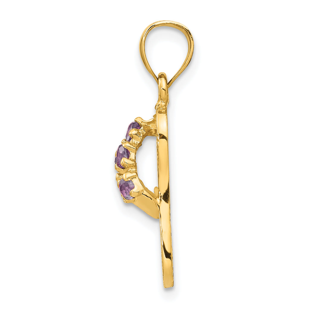 14K Gold June Birthstone Flip Flop Pendant with CZ Elegant & Textured Design