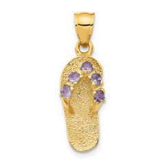 14k  3D June/CZ Birthstone Flip Flop Pendant