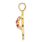14K Gold Flip Flop Pendant with July CZ Birthstone