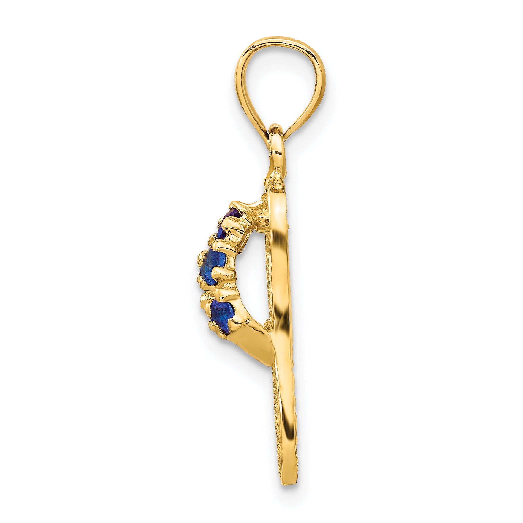 14K Gold 3D Flip Flop Pendant with September CZ Birthstone Charm
