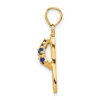 14K Gold 3D Flip Flop Pendant with September CZ Birthstone Charm