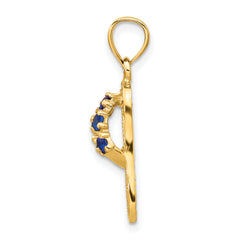 14K Gold 3D Flip Flop Pendant with September CZ Birthstone Charm