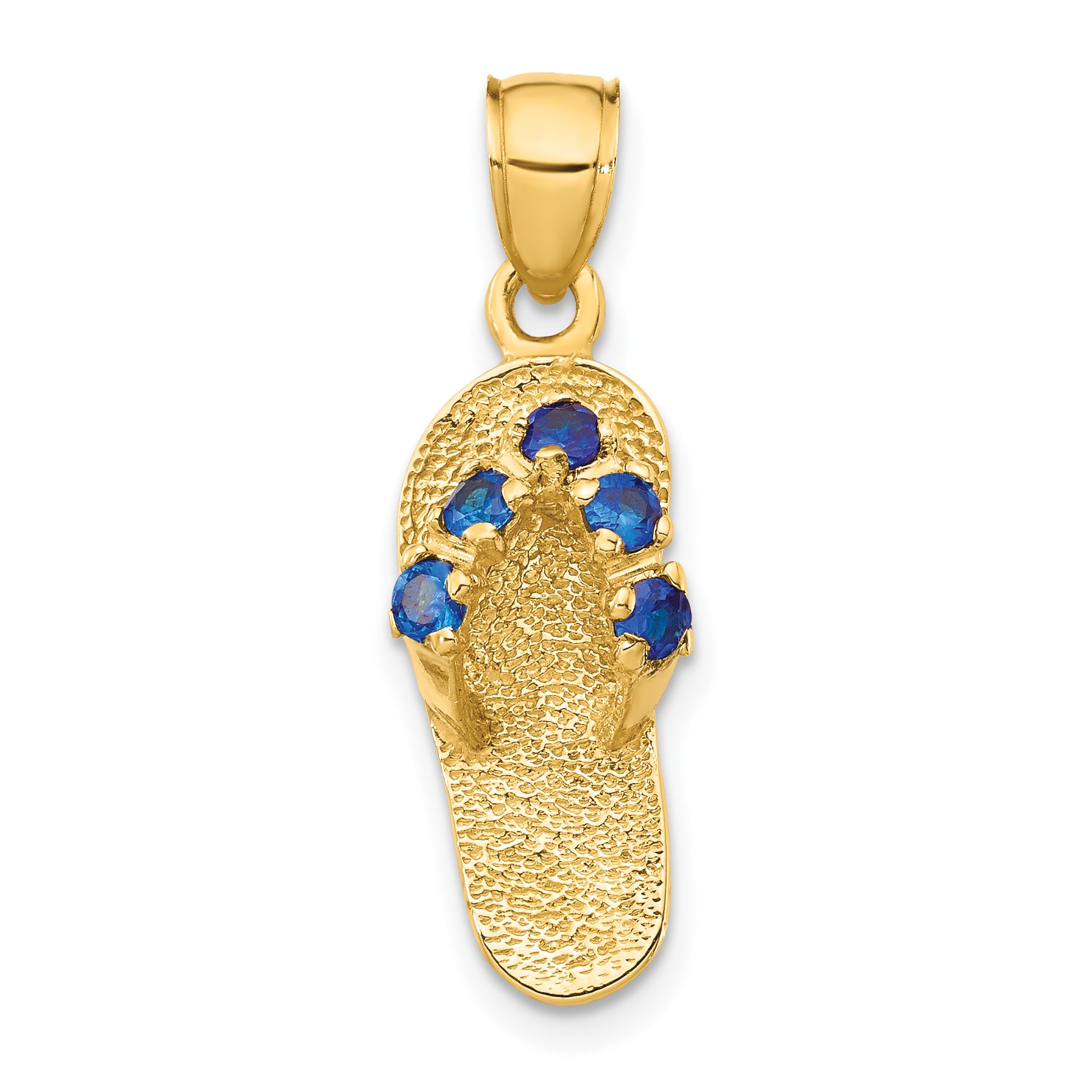 14k  3D September/CZ Birthstone Flip Flop Pendant Main image