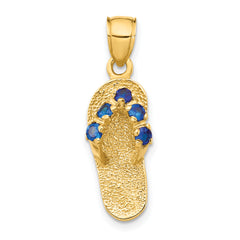 14k  3D September/CZ Birthstone Flip Flop Pendant