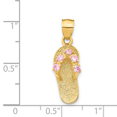 14k  3D October/CZ Birthstone Flip Flop Pendant