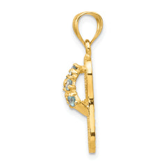14K Gold 3D December Birthstone Flip Flop Pendant with CZ Gem