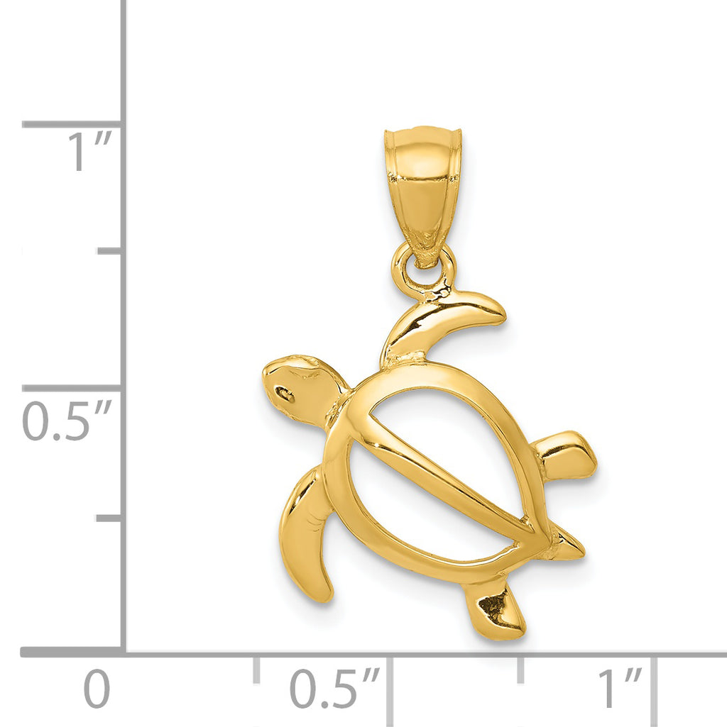 14K Gold Men's Turtle Pendant with Polished Solid Design