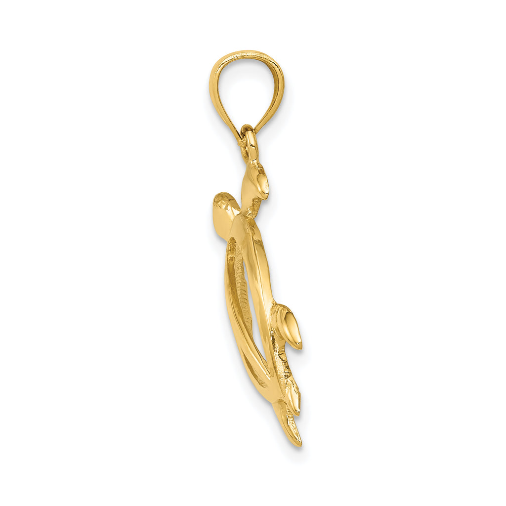 14K Gold Turtle Pendant with Polished Finish  Solid and Casted Design for Men