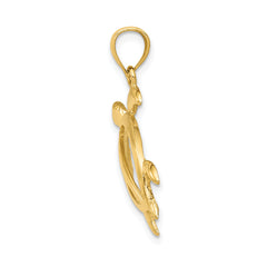 14K Gold Turtle Pendant with Polished Finish  Solid and Casted Design for Men