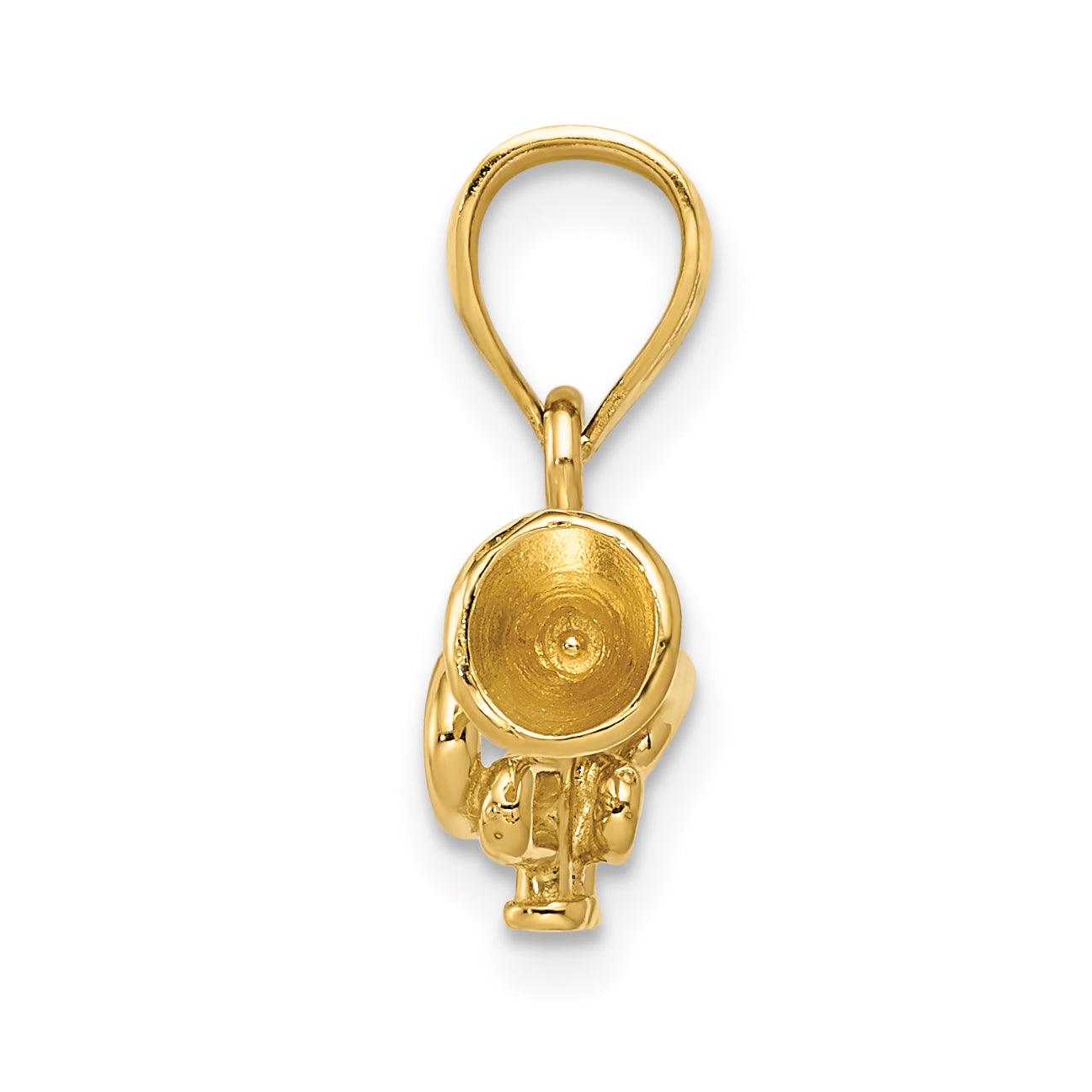 14K Gold 3D Trumpet Pendant for Men, Polished Solid Finish Secondary image
