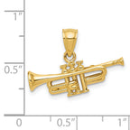 14K Gold 3D Trumpet Pendant for Men, Polished Solid Finish