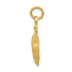 14K Gold Fleur De Lis Crown Charm for Men with Polished Finish