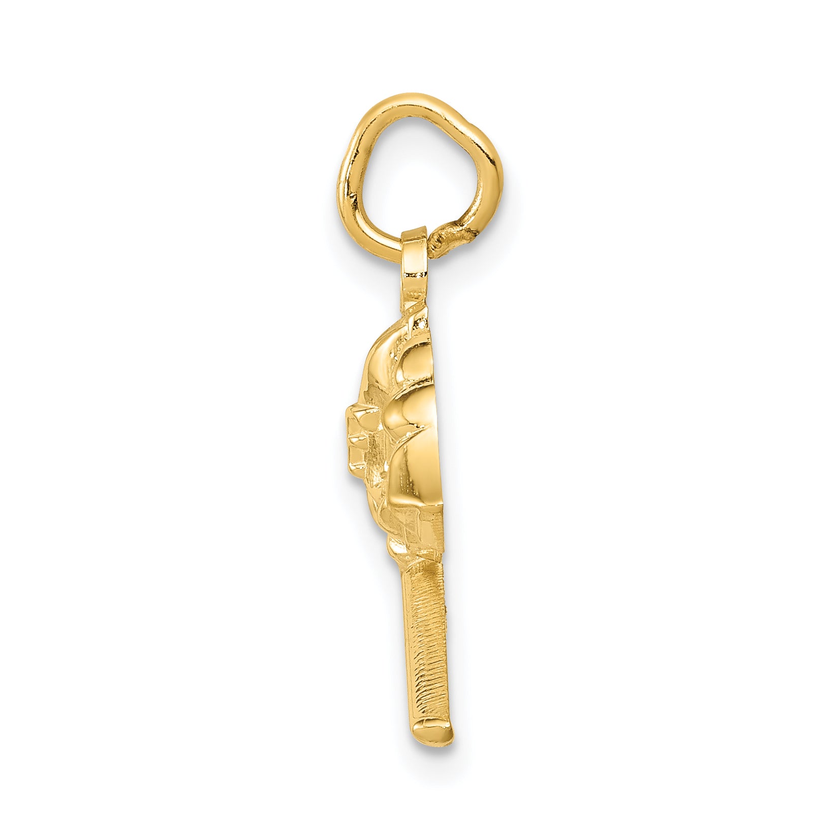 14K Gold Fire Department Charm for Men, Polished Finish, 21mm Secondary image