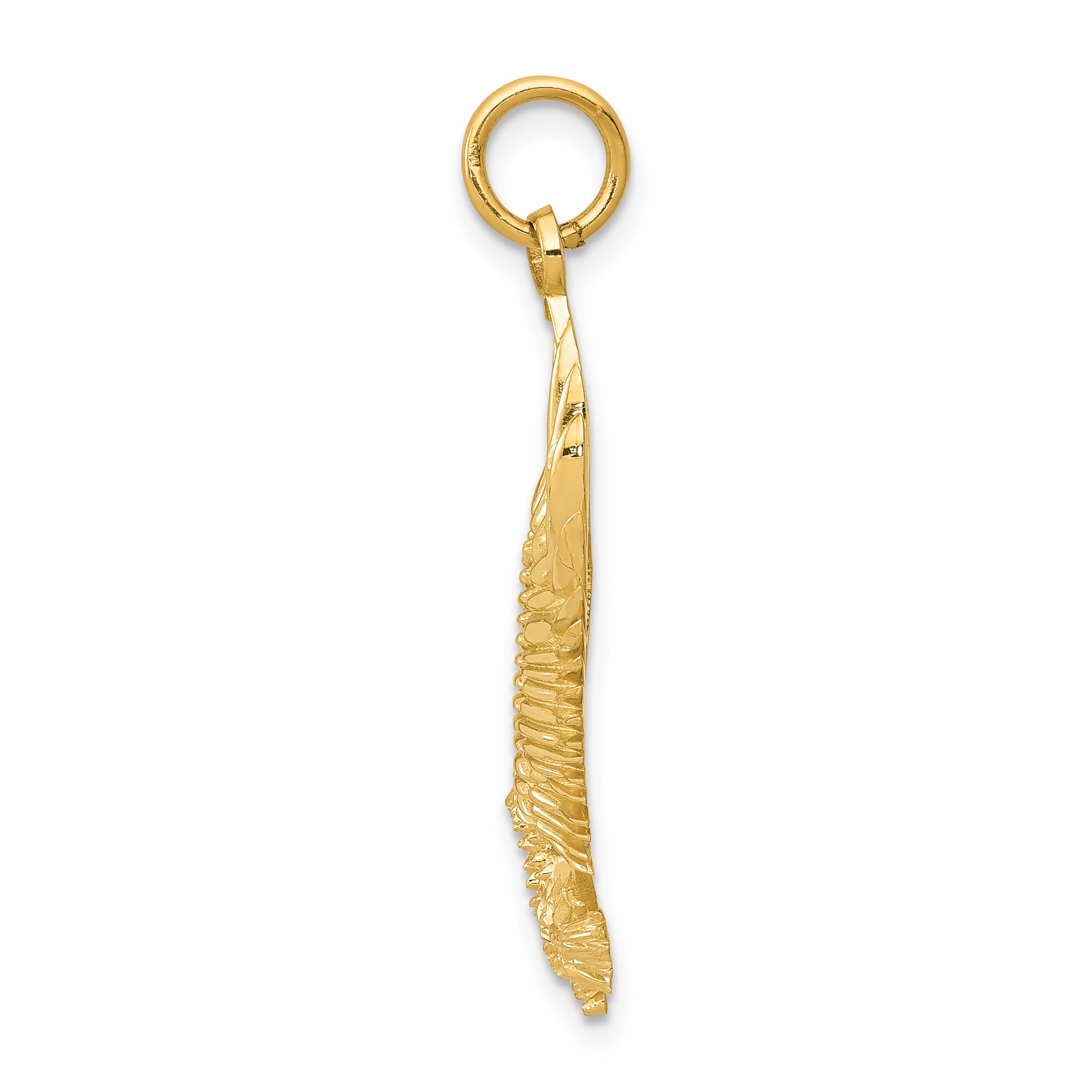 14K Gold Bald Eagle Charm for Men with Polished Textured Finish Secondary image