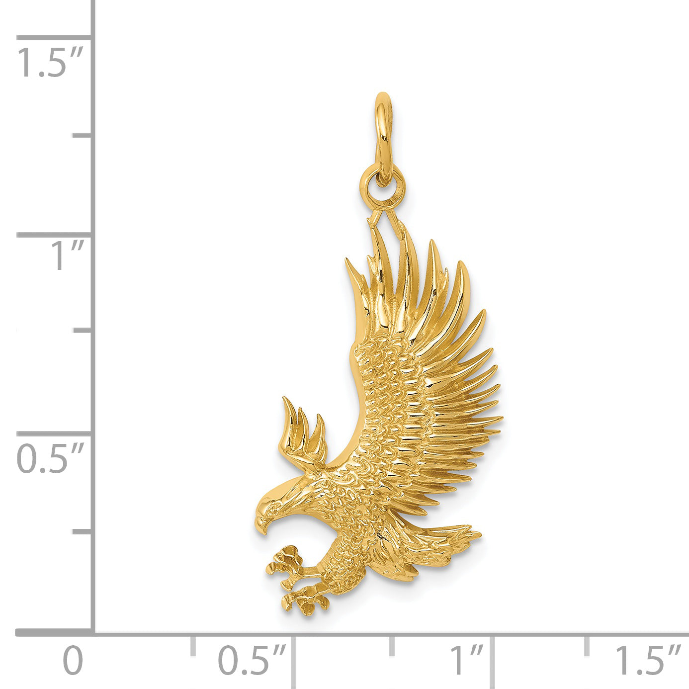 14K Gold Bald Eagle Charm for Men with Polished Textured Finish