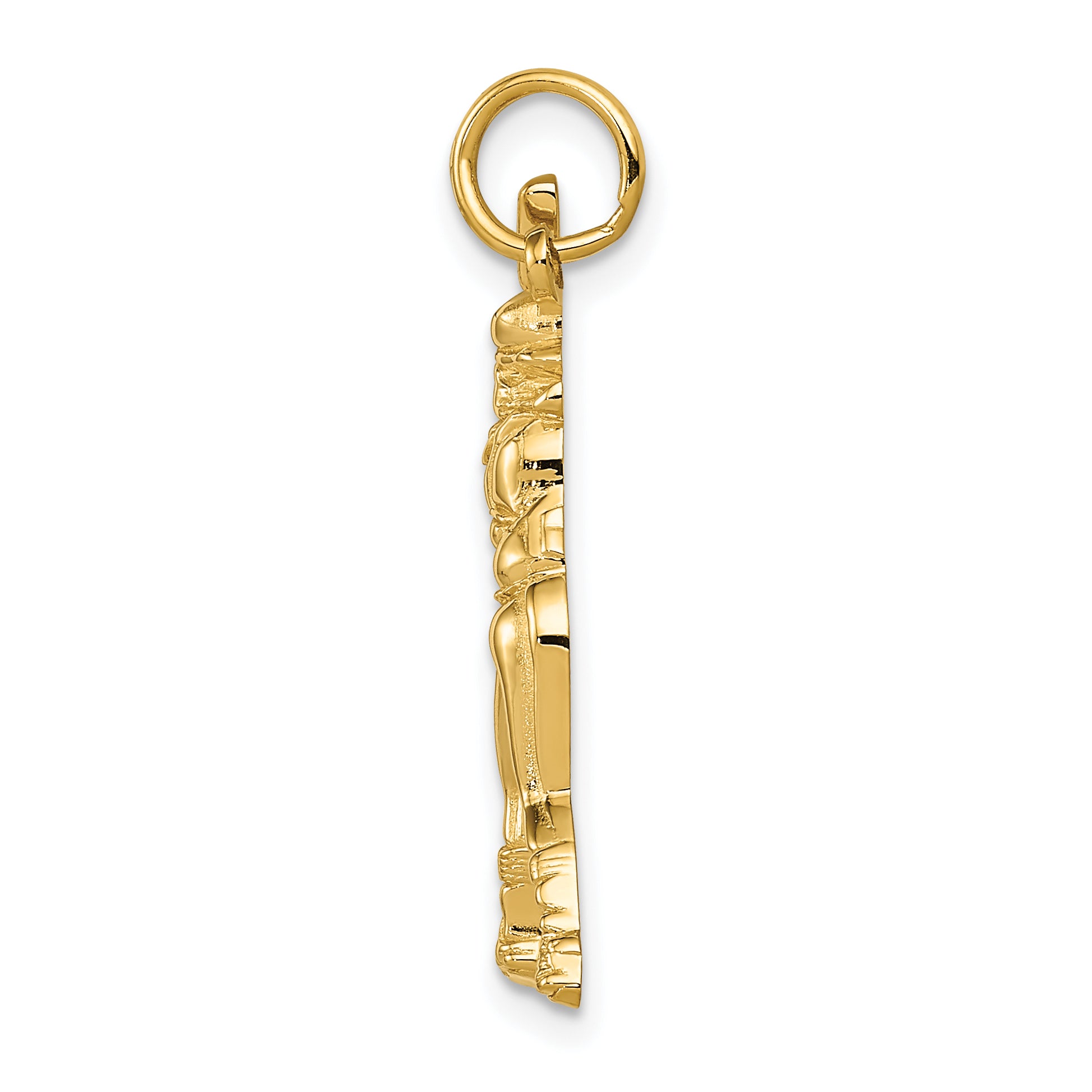 14K Gold Female Baseball Batter Charm with Polished Textured Finish Secondary image