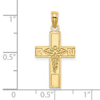 14K RN  Caduceus Cross Charm