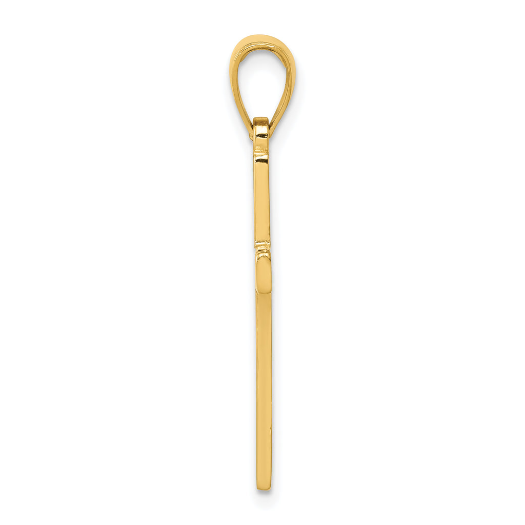 14K Yellow Gold Cross Pendant with Polished Finish Elegant and Solid Design
