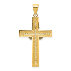 14K Two-Tone Gold Claddagh Cross Pendant with Polished Finish Solid Design