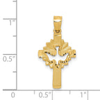 14K Gold Dove Cross Charm with Polished Satin Finish Elegant & Casted