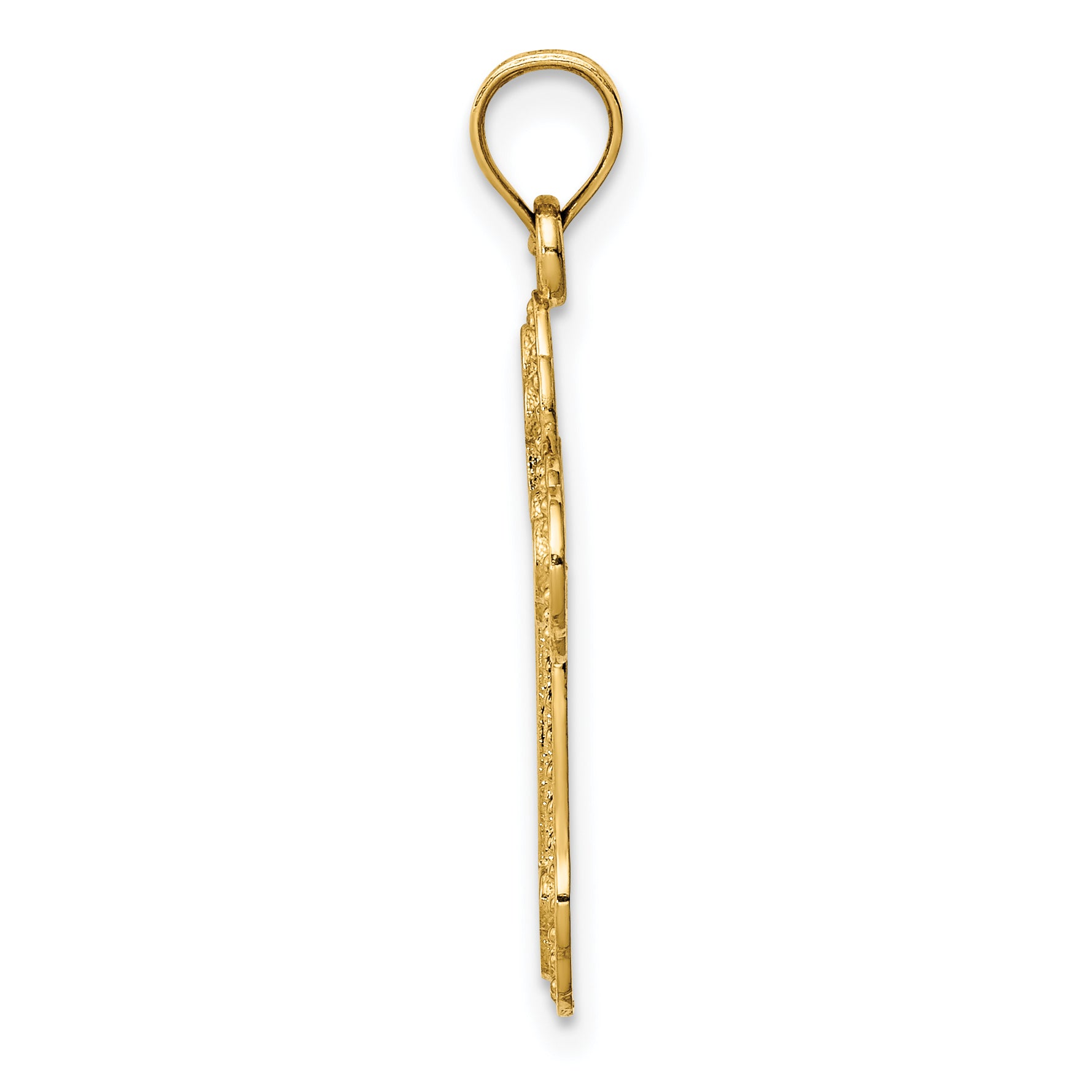 14K Gold Cut-Out Budded Cross Charm Elegant Solid Design Secondary image