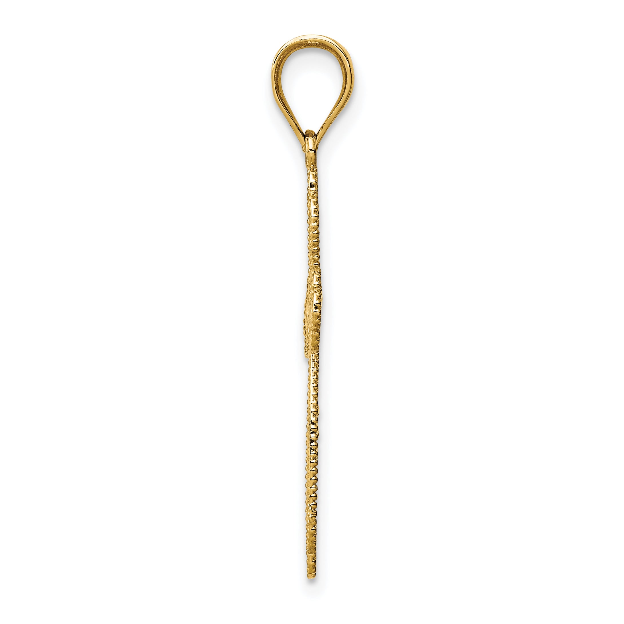 14K Gold Budded Cross Pendant with Reversible Design  32mm Elegant Charm Secondary image